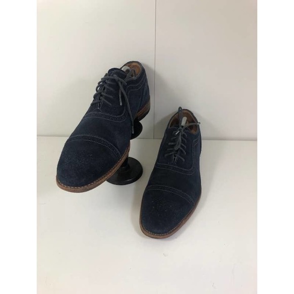 Charles Tyrwhitt Suede Lace-Up Wingtip Derby Dress Shoes Navy Blue Mens US 10